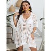 Plus Size Suimsuit Cover Up Short Sleeve Hollow Out Swimwear Bathing Suit Regular - 4 of 4