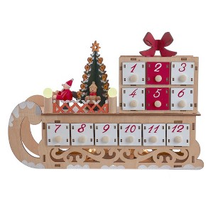 Kurt Adler 8.3 Inch Battery Operated 6-light LED Santa Sleigh With Advent Calendar - 1 of 4