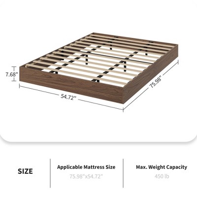 Coucheta Solid Wood Platform Bed, Sturdy Solid Wood Slats, Floor-Standing Frame, Modern Minimalist Space-Saving Design, No Box Spring Needed