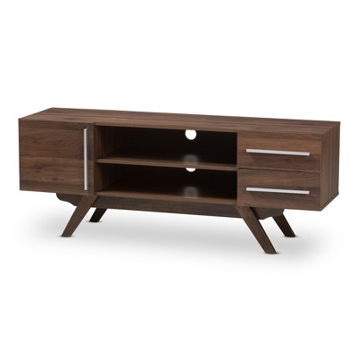 Ashfield Mid Century Modern Walnut Finished Wood TV Stand for TVs up to 60" Brown - Baxton Studio