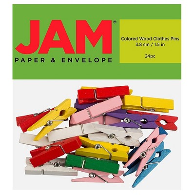 JAM Paper Wood Clip Clothespins Large 1 1/2 Inch Assorted Colors 230734409