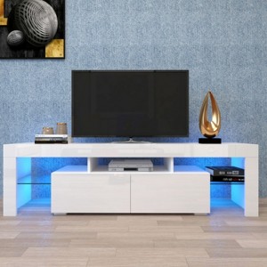 Syemin TV Stands and Consoles Modern Industrial TV Stand for 69 inch TVs up with Storage Shelvesfor Living Room, White, 62.99"*13.78"*17.72" - 1 of 4