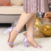 Perphy Women's Open Toe High Heel Ankle Strap Satin Block Heels Sandals - 2 of 4