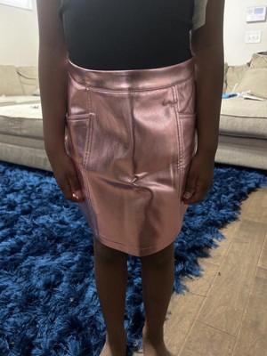 Girls' Metallic Faux Leather Mini Skirt - Art Class™ Black M : Target