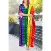 HAPPY BAY Womens Dailywear Summer Beach Maxi Plus Size Ethnic Caftan Casual Long Slit Dress Loungewear Dashiki Dresses for Women One Size Multi,Stripe - 2 of 4