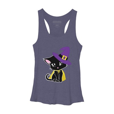 Women's Design By Humans Halloween Cat By AdrianaOliveira Racerback Tank Top