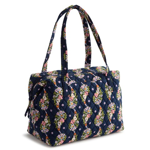Vera Bradley Women's Outlet Cotton Slouchy Satchel Purse Paisley Rain