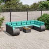 vidaXL 11 Piece Patio Sofa Set with Cushions Black Poly Rattan - 2 of 4