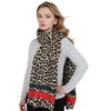 Anna-Kaci Women's Classic Leopard Print Scarf Contrasting Stripes Lightweight Shawl Wrap Scarves - 2 of 4