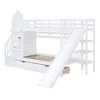 Grungis Twin Over Twin Loft Bed with 2 Drawers and 3 Shelves,Modern Bunk Bed with Slide and Ladder and Guardrails,Loft and Bunk Bed for Bedroom - 4 of 4