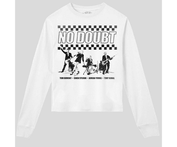 Women's Plus Size Long Sleeve No Doubt Cropped Graphic T-Shirt (Juniors') - White 1X