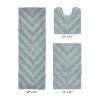 Hugo 3-Piece Bath Rug Set 100% Premium Cotton Tufted Chevron Pattern Bathmats for Bathroom, Super Soft Absorbent Machine Washable - 2 of 4