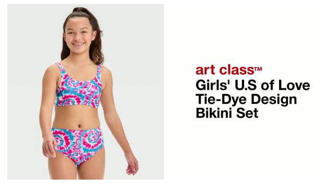 Girls&#39; U.S of Love Tie-Dye Design Bikini Set - art class&#8482;, 2 of 5, play video