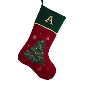 Personalization Mall Traditional Tree Embroidered Initial Christmas Stockings - 1 of 2