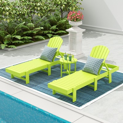 WestinTrends Dylan 3 Piece Adirondack Poly Reclining Chaise Lounge