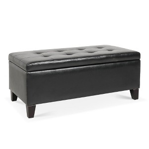NicBex Modern 38.4" Storage Bench Leather Accent Stool with Button Tufted Top for Entryway and Living Room - 1 of 4