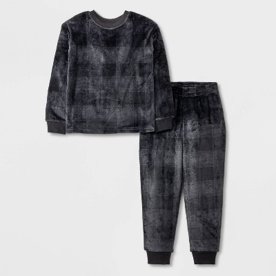 Boys' 2pc 'Buffalo Check' Long Sleeve Cozy Pajama Set - Cat & Jack™ Gray M