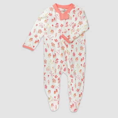 Honest Baby Organic Cotton Wild Mushroom Sleep N' Play - White 6-9M