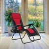 Captiva Designs Patio Zero Gravity Free Padded Seat Recliner with Cup Holder & Alloy Steel Frame - Dark Red - 2 of 4