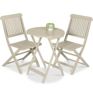 Best Choice Products 3-Piece Acacia Wood Bistro Set, Folding Patio Furniture w/ 2 Chairs, Table - 1 of 4