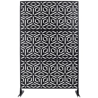 Grungis Matrix Metal Decorative Patio Screens,Freestanding Decorative Privacy Screen in with Rhombus Pattern for Balcony Patio,76" H×48" W