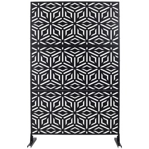 Grungis Matrix Metal Decorative Patio Screens,Freestanding Decorative Privacy Screen in with Rhombus Pattern for Balcony Patio,76" H×48" W - 1 of 4