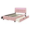 Queen Upholstered Bed with LED Frame, Twin XL Trundle, 2 Drawers - Linen Fabric Elegance - 3 of 4