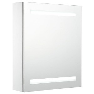 vidaXL Bathroom Cabinet White, Silver MDF, Glass 19.7 x 5.3 x 23.6 in - 1 of 4
