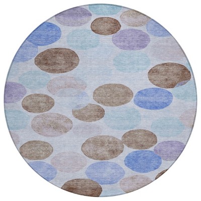 Sky Blue Purple And Taupe Geometric Washable Indoor Outdoor Area Rug