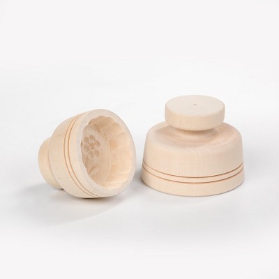 Hand Carved Wooden Butter Mold, One Piece Round Hardwood Mold with Assorted Patterns Made In Germany