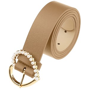 INSPIRE CHIC Women's Solid Color Heart-Shaped Buckle with Beads Belts - 1 of 4