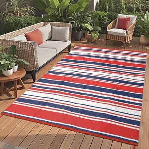 Outdoor Rug Modern Carpet Waterproof Plastic Straw Rug UV-Resistant Reversible Mat for Camping RV Porch Deck Balcony Beach - 1 of 4
