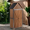 GDFStudio Forster Modern 67" Fir Wood Outdoor Storage Shed with Metal Frame - 2 of 4