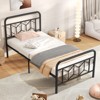 Tangkula Full/King/Queen/Twin Metal Bed Frame Platform Bed with Diamond Accented Headboard & Footboard Black - 2 of 4