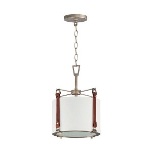 Maxim Lighting Sausalito 1 - Light Pendant in  Weathered Zinc/Brown Suede - 1 of 1