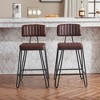 Okak Industrial Bar Stools Set of 2, Counter Height Bar Stools with Metal Frame, Vintage Bar Chairs with Backrest for Kitchen Island, Home Bar - 3 of 4