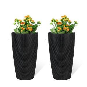 TUYOHW Faux Rattan Planters with Automatic Watering & Water Level Monitor,Flower Plant Pots for Garden,Patio,Porch,Backyard - 1 of 4