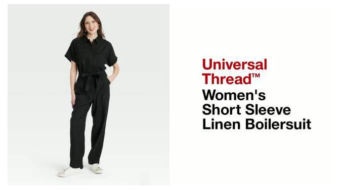 Women's Short Sleeve Linen Boilersuit - Universal Thread™, 5 of 12, play video