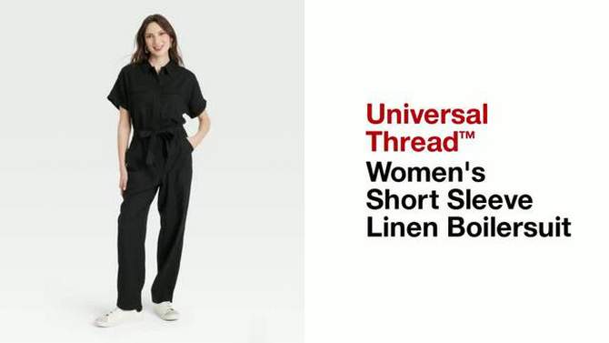 Women's Short Sleeve Linen Boilersuit - Universal Thread™, 5 of 12, play video