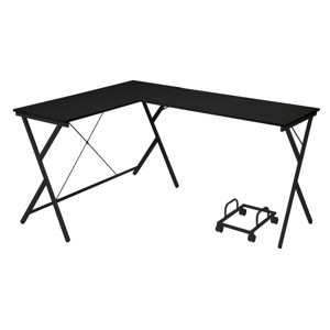 GlasFlength Desks L Shaped Gaming Desk Study Desk Corner Table Sturdy Workstation for Home Office Small Space, Black, 62.5"*47.5"*28.5" - 1 of 4