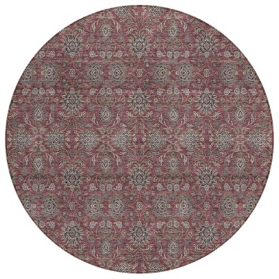 Merlot Gray And Taupe Floral Washable Indoor Outdoor Area Rug