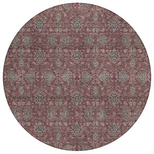 Merlot Gray And Taupe Floral Washable Indoor Outdoor Area Rug - 1 of 4