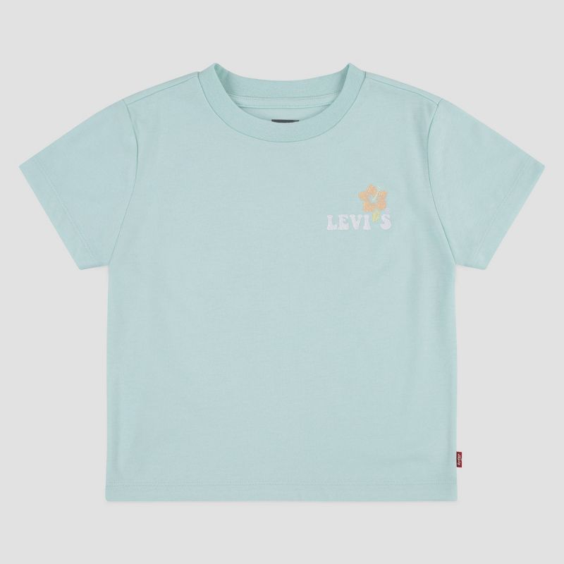 Levi&#39;s® Girls&#39; &#39;Ocean Beach&#39; Mid-Crop Short Sleeve T-Shirt - Mint Blue, 1 of 6