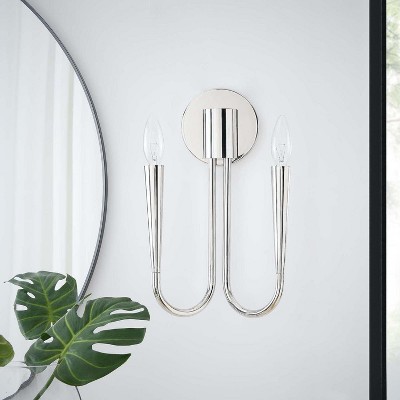Polished Nickel Modern 2-Light Wall Sconce