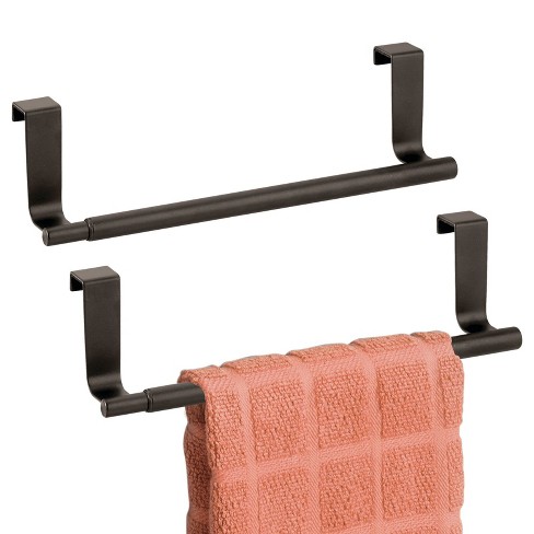 Mdesign Adjustable, Expandable Over Cabinet Door Towel Bar, 2 Pack