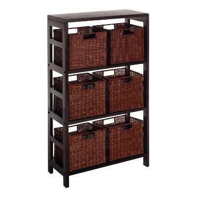 42" 7pc Leo Shelf and Baskets Espresso Brown - Winsome