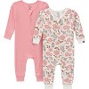 Modern Moments by Gerber Baby Girl, Toodler and Child Pink 2PC Snug Fitting Footless Pajamas 2T - 2 of 4