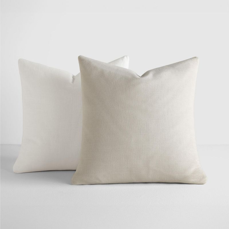 2-Pack Cotton Slub Solid Throw Pillows and Pillow Inserts Set - Natural & White - Becky Cameron, Natural / White, 20 x 20, 1 of 13
