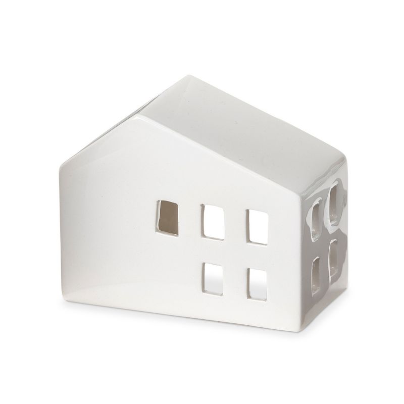 tag White Ceramic House Shaped Tealight Luminary Candle Holder Wide, 4.5L x 2.5W x 3.6H inches, 1 of 4