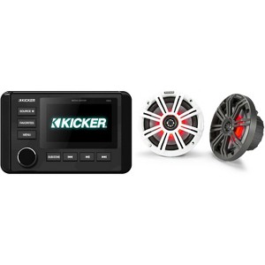 Kicker 46KMC4 Marine Gauge-Style Source & 45KM654L 6.5" Marine LED Speakers bundle - 1 of 4
